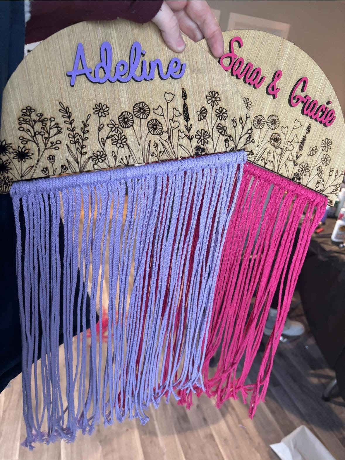 Macrame bow holder