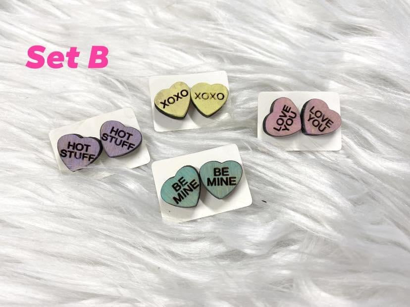 Rustic Candy Heart Studs