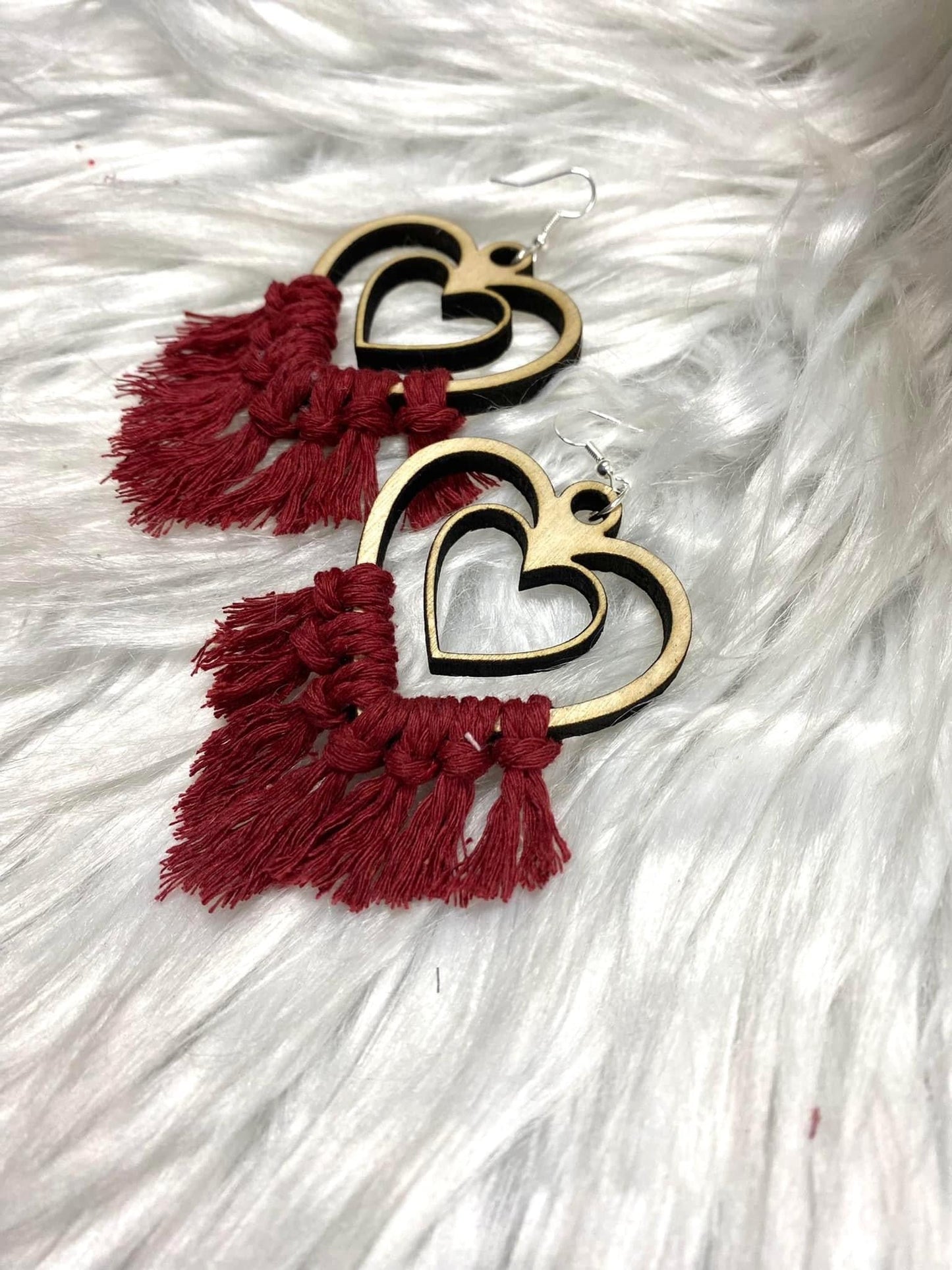 Valentine Double Heart Macrame Earrings