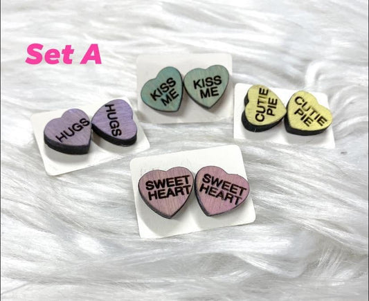 Rustic Candy Heart Studs