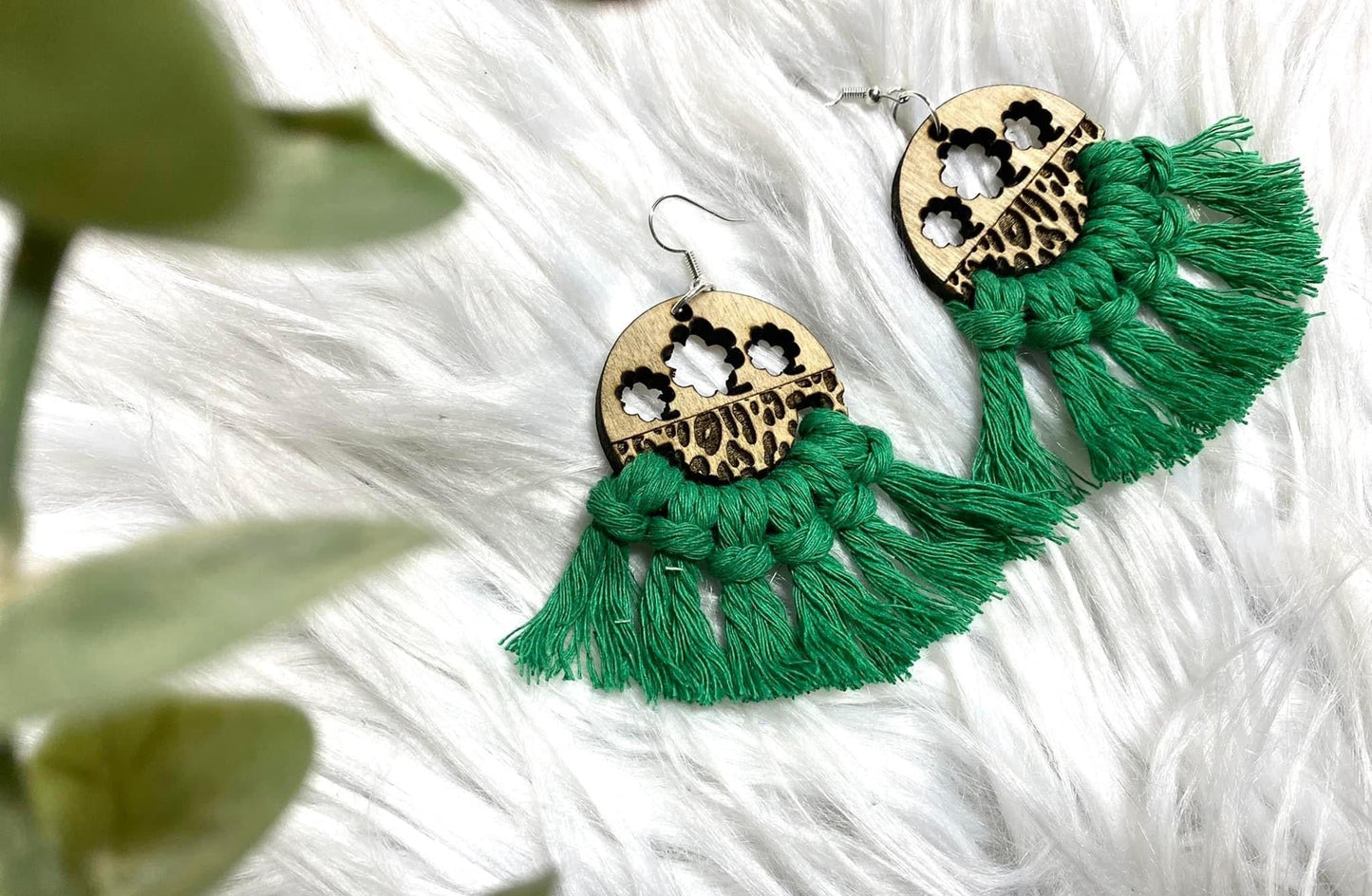 Clover Cheetah Print Earrings