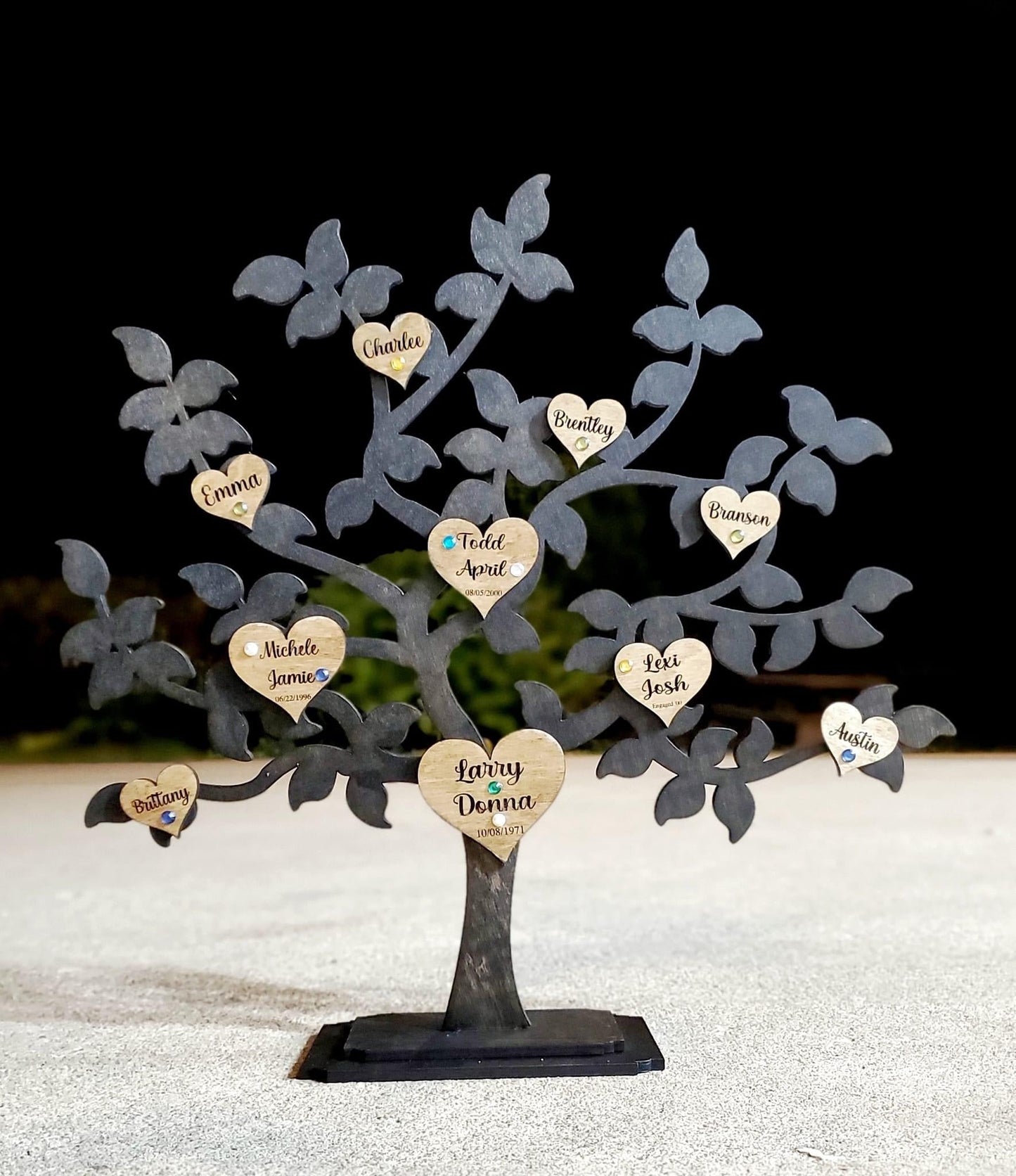 Birthstone Gem Tree with Names Engraved