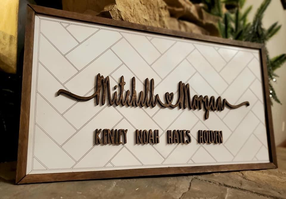 Herringbone Family Sign